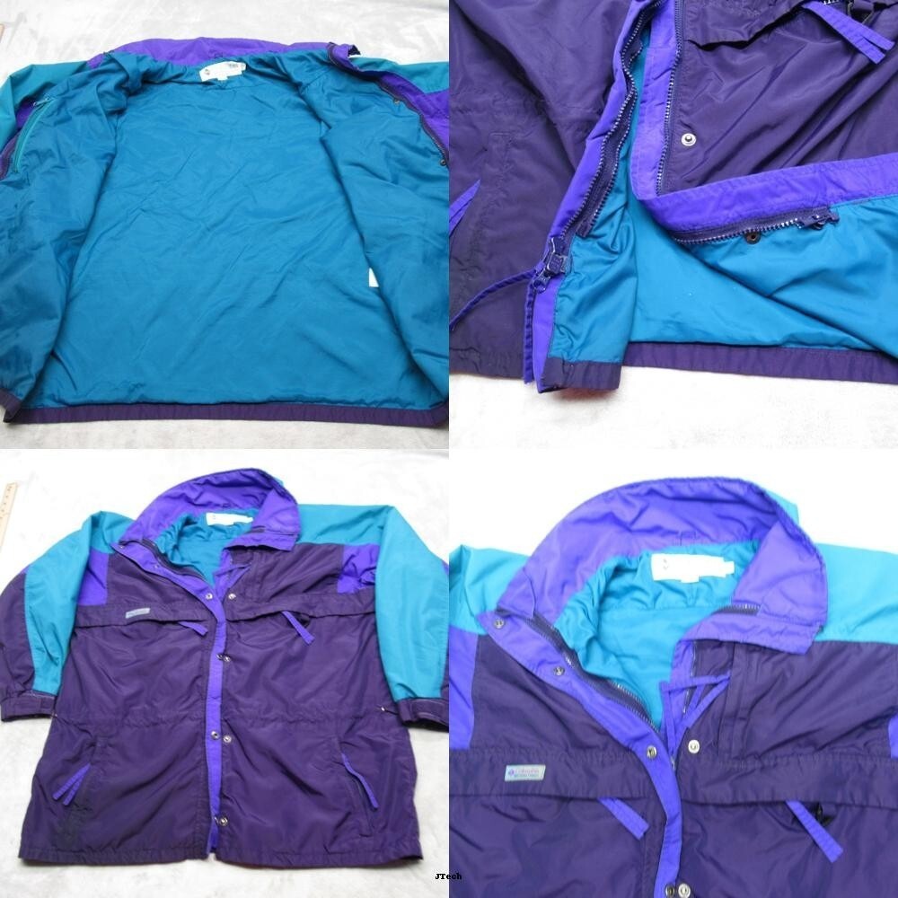 Columbia Jacket Women XL Purple Radial Full Zip Gizzmo Colorblock Shell VTG